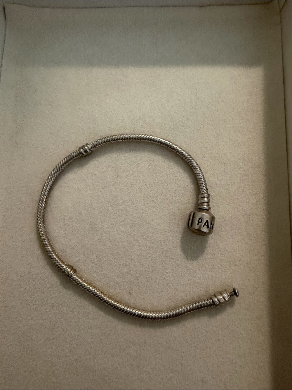 Pandora Sterling Silver Snake Chain Bracelet with Branded Barrel Clasp